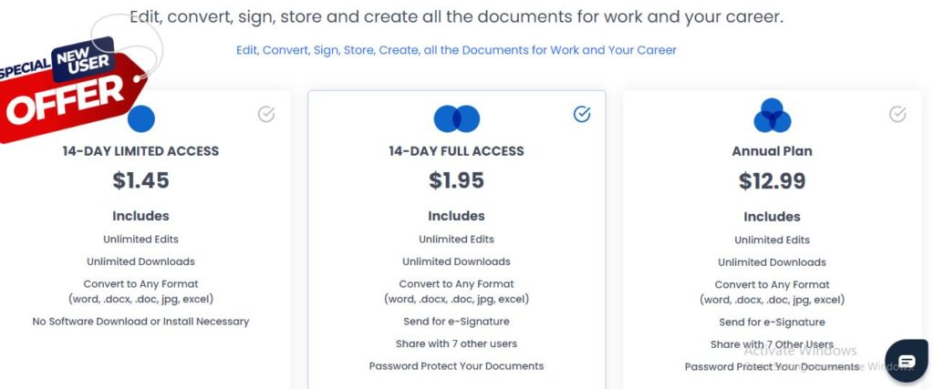 pricing and plans of pdf simpli